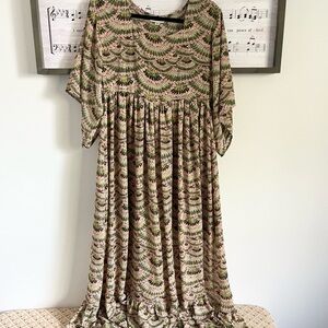 Molly Bracken Green and Pink Patterned Maxi Dress
